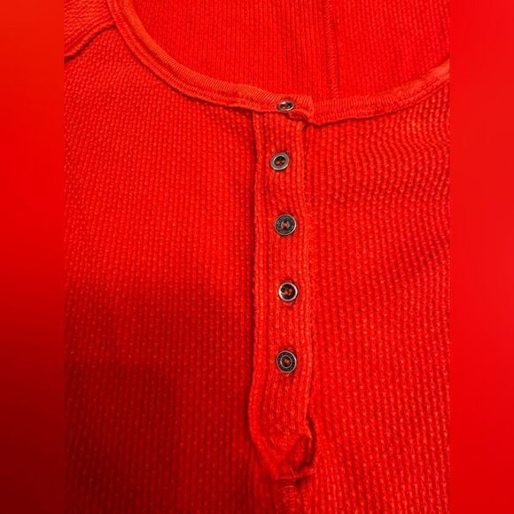 Free People Waffle long sleeve shirt crochet arms - Picture 6 of 6